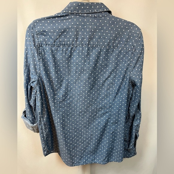 Tommy Hilfiger Blue Long Sleeve Button Down Shirt with Polkadots Size Medium - Picture 3 of 7